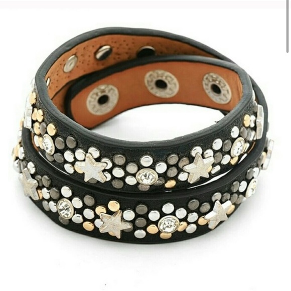 ⭐️ Rhinestone Black Leather Bracelet - Picture 7 of 8